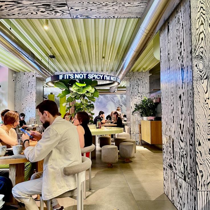 Restaurant interior with private family seating